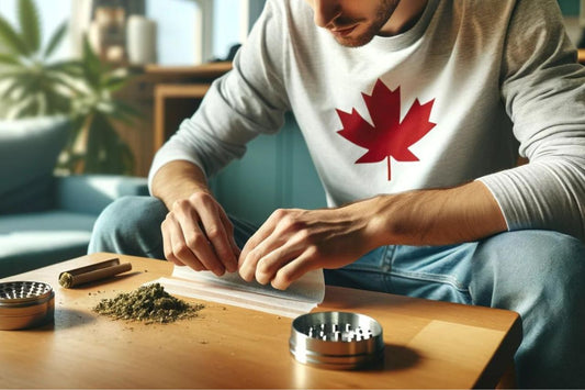 Kanadyjczyk trzymający marihuanę