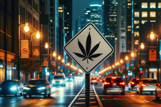 Znak marihuany na środku ulicy
