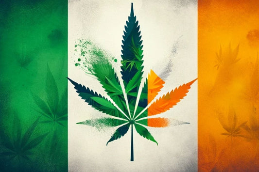 Kolor irlandzkiej flagi i liść marihuany