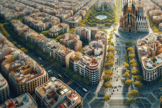 Widok Barcelony z lotu ptaka - Hiszpania
