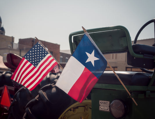Flaga amerykańska i flaga Teksasu