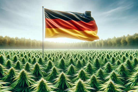 Niemiecka flaga w dziedzinie konopi indyjskich
