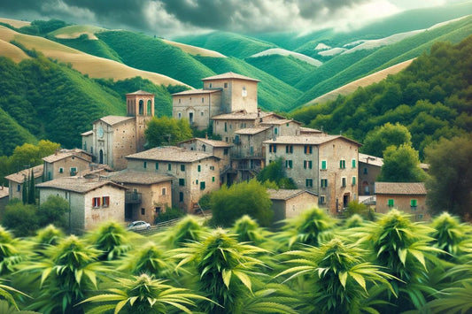 Włoska wioska z roślinami konopi indyjskich