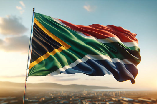 Powiewająca flaga Republiki Południowej Afryki