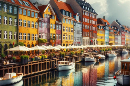 Kolorowy duński kanał miejski