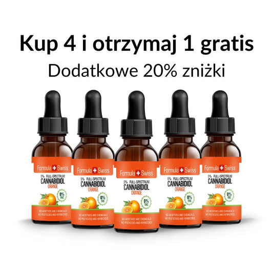 5-za-4 oleje CBD w Oleju MCT Pomarańczowym (Oszczędź dodatkowe 20%)